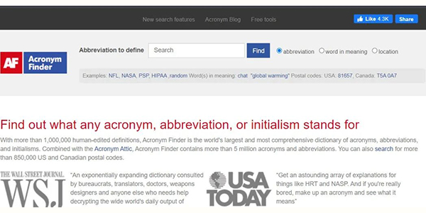 縮略詞查詢工具